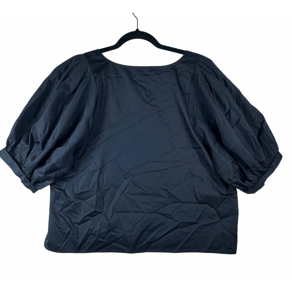 Madewell Womens Relaxed Scoopneck Short-Sleeve Top Black Sz XL Puff Sleeves NWT - Picture 4 of 11